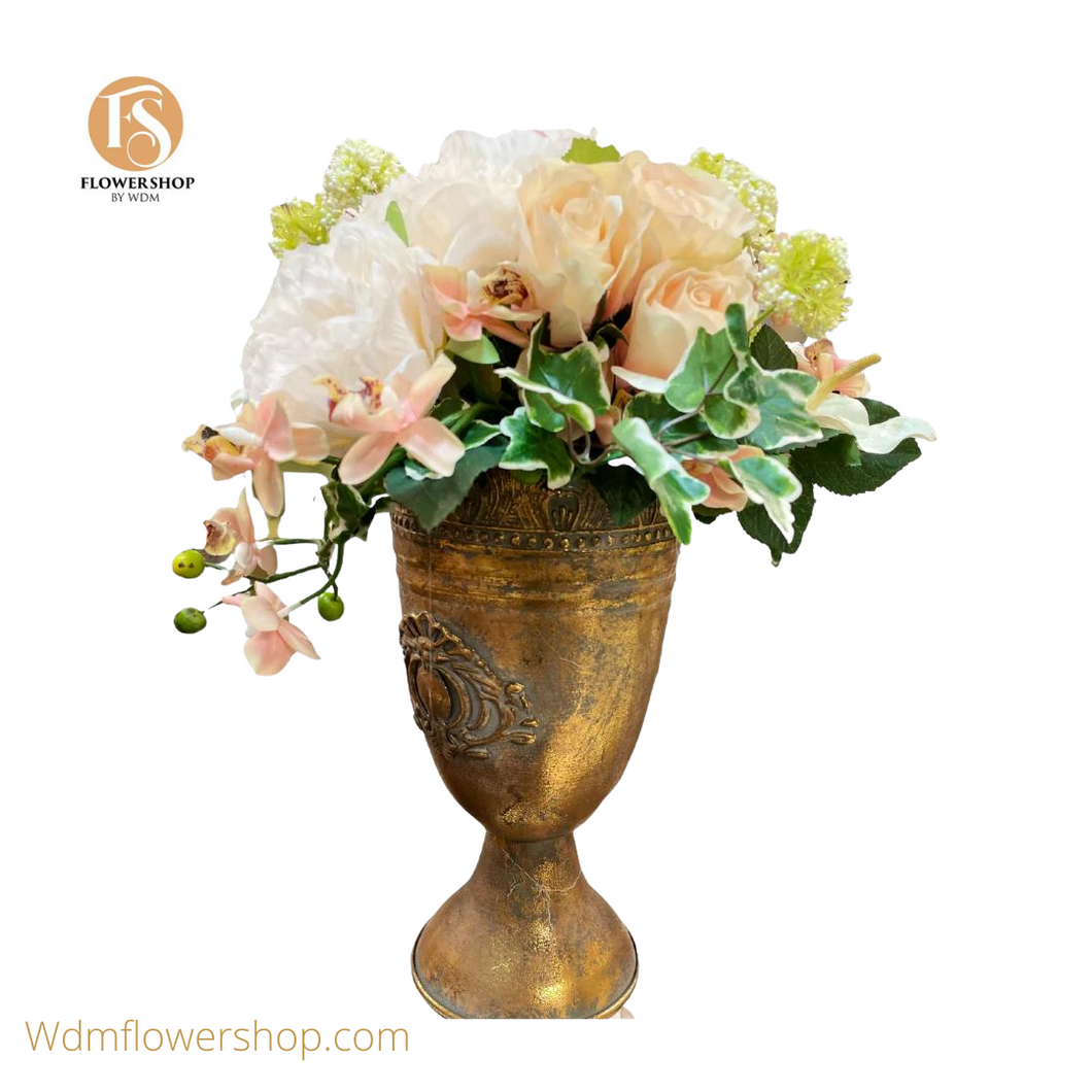 Mixed Design Flower Arrangement with Copper Texture Vase